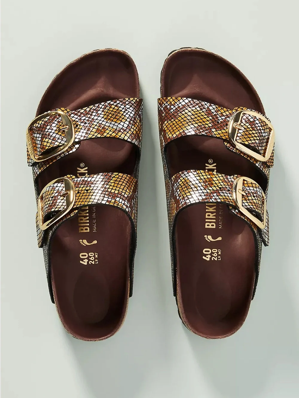 BIRKENSTOCK ARIZONA BIG BUCKLE SANDALS IN PYTHON BROWN 37 6